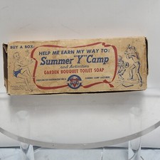 1950s YMCA Summer Y Camp Fundraiser 3 Vintage Garden Bouquet Soap Original Box picture