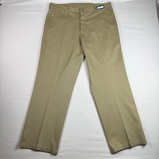 Wrangler Ultimate Khaki Pants Men 36x30 Tan Flat Front No Iron Flex NEW picture