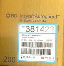 Insyte Autoguard Shielded IV Catheter 22GA x 1in REF 381423 QTY 200  picture