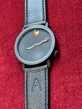 Vintage AKTEO J-C Mareschal Apple Snake Quartz Watch France Black Leather picture