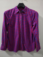 Talbots Top Womens S Pettie Red Blue Flannel Button Up Gingham Plaid Cotton picture