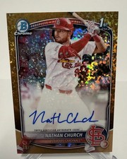 2025 Bowman Chrome 1st Bowman Nathan Church Gold Mini Diamond Auto #d /50 picture