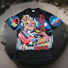 Vintage 1997 Jeff Gordon Jurassic Park Shirt All Over Print AOP NASCAR Chase EUC picture