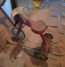 Vintage Red Metal Kids 3-Wheel Tricycle Ride-On Toy Trike picture