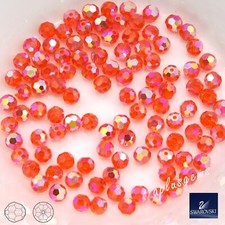 60pcs SWAROVSKI  #5000 4mm Faceted Crystal Beads Hyacinth AB2X _ Orange Red picture