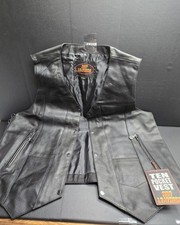 Hot Leathers VSM1017 Men's Black '10 Pocket' Cowhide Leather Vest. 4XL picture