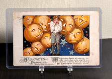 1913 John Winsch “Halloween Pumpkins” Postcard Embossed Child & Jack‑O’-Lanterns picture