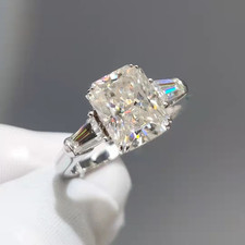 Certified 3.90 Ct Radiant Cut Treated White Diamond Solitaire Studs 925 Silver picture
