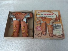 Vintage Mattel Shootin' Shell Fanner Frontier Double Gun Leather Holster Set picture