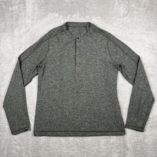 Lululemon Shirt Mens Large Gray Surge Long Sleeve Henley Performance Athletic picture