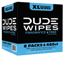 DUDE Wipes XL Flushable Wipes 480 Ct Fragrance Free Moisturizing 8 Sealed Packs picture