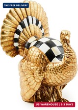 MACKENZIE-CHILDS Resin Mini Turkey Figurine, Courtly Check Gold picture