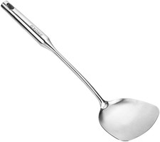 Wok Spatula,Stainless Steel,Long Handle Wok Utensils,Silver/14.7Inch picture