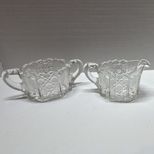 Antique McKee Glass Innovation No. 410 Creamer and Sugar Set C. 1916 EAPG picture