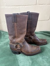 Frye Brown Leather Harness Mid-Calf Pull-On Square Toe Boots 6.5 M picture