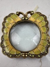 Enameled Butterfly Magnifying Glass Paperweight w/Rhinestones picture