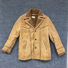 Scully Vintage Western Suede Faux Shearling Lined Whipstitch Jacket Mens Medium picture