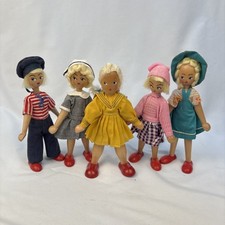 6 vintage Wooden Polish Peg Dolls 7