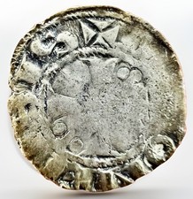 France Duchy of Burgundy Denier with clovers 1218-1272 Hugh IV Dijon 0.83gr picture