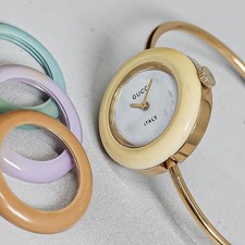 RARE Manual *N MINT* Vintage GUCCI Change Bezel Early Model 4 Colors 26mm Womens picture