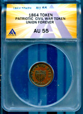1864 CWT Patriotic Civil War Token AU 55 ANACS # 7830223 + Bonus picture