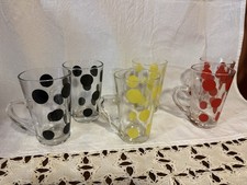 Set Of Six Vintage Anchor Hocking Polkadot Party Mugs picture