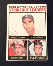 1964 TOPPS #5 SANDY KOUFAX/JIM MALONEY/DON DRYSDALE NL STRIKEOUT LEADERS picture