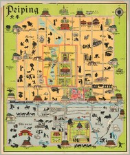 1930 John Kirk Sewall Pictorial Map of Peiping (Peking / Beijing), China picture