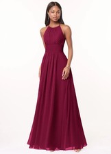 Azazie Bonnie Burgundy Chiffon Dress size A4 women’s 4 no alterations picture