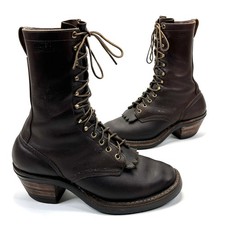 Whites Lacer Packer Mens Boots Brown Leather Western Boots USA Men Size 8 E picture