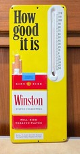 Vintage Metal Embossed Winston Filter Cigarettes Advertising Thermometer Sign picture