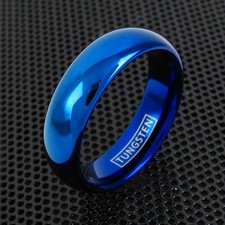 6mm Tungsten Ring Blue Plain Polished Wedding Band Jewelry Size 5-14 picture