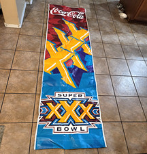 Vintage Coca-Cola Super Bowl XXX NFL Football Banner Flag Blue Red Yellow picture