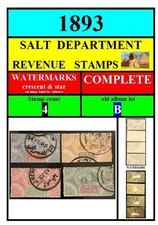 EGYPT stamps-1893- B-SALT  DEPARTMENT-COMPLETE-WATERMARKS-4 revenue stamps picture