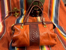 Marino Orlandi Italian leather Brown Two Tone Large Tote Shoulder Bag Satchel picture