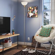 Torchiere with Task Light Floor Lamp Black: Adjustable, Metal Body picture