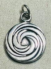 Vintage Sterling Silver Handmade Signed KT 1999 Swirl Pendant 3.82 Gr 1” X 5/8” picture
