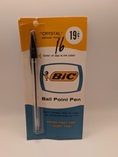 Vintage Bic Med Point Ball Pen Black Ink Sealed USA 19¢ Original Pckg 1960s NOS picture