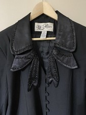 Vintage Formal Wayne Rodger’s Black Satin Beaded Bow Jacket Blazer 18 W picture