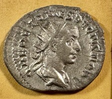 Herennius Etruscus. As Caesar, AD 249-251. AR Antoninianus, Mercury, 3.6gr picture