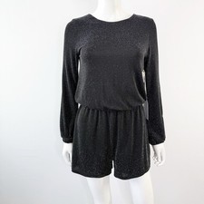 If By Sea Black Sparkly Long Sleeve Romper Size S Elastic Waist NEW picture