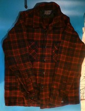Vintage 1950/60s Pendleton Black & Red Wool Flannel Size L (more like medium) picture