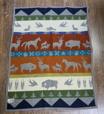 Vintage Pendleton Beaver State Crib Stroller Blanket 31 x 40 Buffalo Animals picture