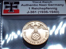 Nazi Germany *1937-F* 1 Reichspfennig Third Reich Eagle Old WW2-era Coin J.361 picture