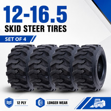 Set 4 12-16.5 Skid Steer Tires 12PR 12x16.5 Industrial Deep Tread Heavy Duty NHS picture