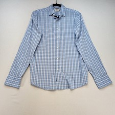 Faherty Brand Button Down Shirt Mens Small Blue Plaid Long Sleeve Supima Blend picture