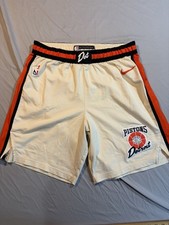 Detroit Pistons Bad Boys DET Nike Team Issued NBA Shorts Cream (Read Discrip) picture