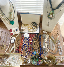 19 lb LOT of Costume Jewelry - Sterling, Pearls, Earrings, Pins New & Old☚☚☚👀 picture