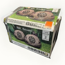 Alpine Corporation QLP952SLR-2 Solar Bluetooth Rock Speakers Pair New picture
