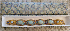 Antique Sterling Silver Chinese Export Turquoise & Enamel Filigree Bracelet  7
